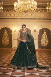 Green color georgette lehenga with thread and sequence embroidery work