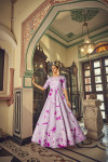 Purple color cotton gown with sequince embroidered work