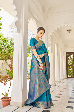 Rama Color Georgette Embroidered Party Saree