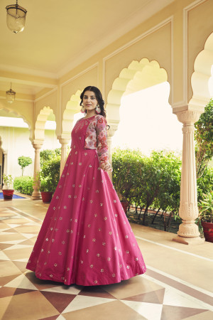 Pink Color Designer Anarkali Set With Sequence Work Koti for Party Wear in  USA, UK, Malaysia, South Africa, Dubai, Singapore