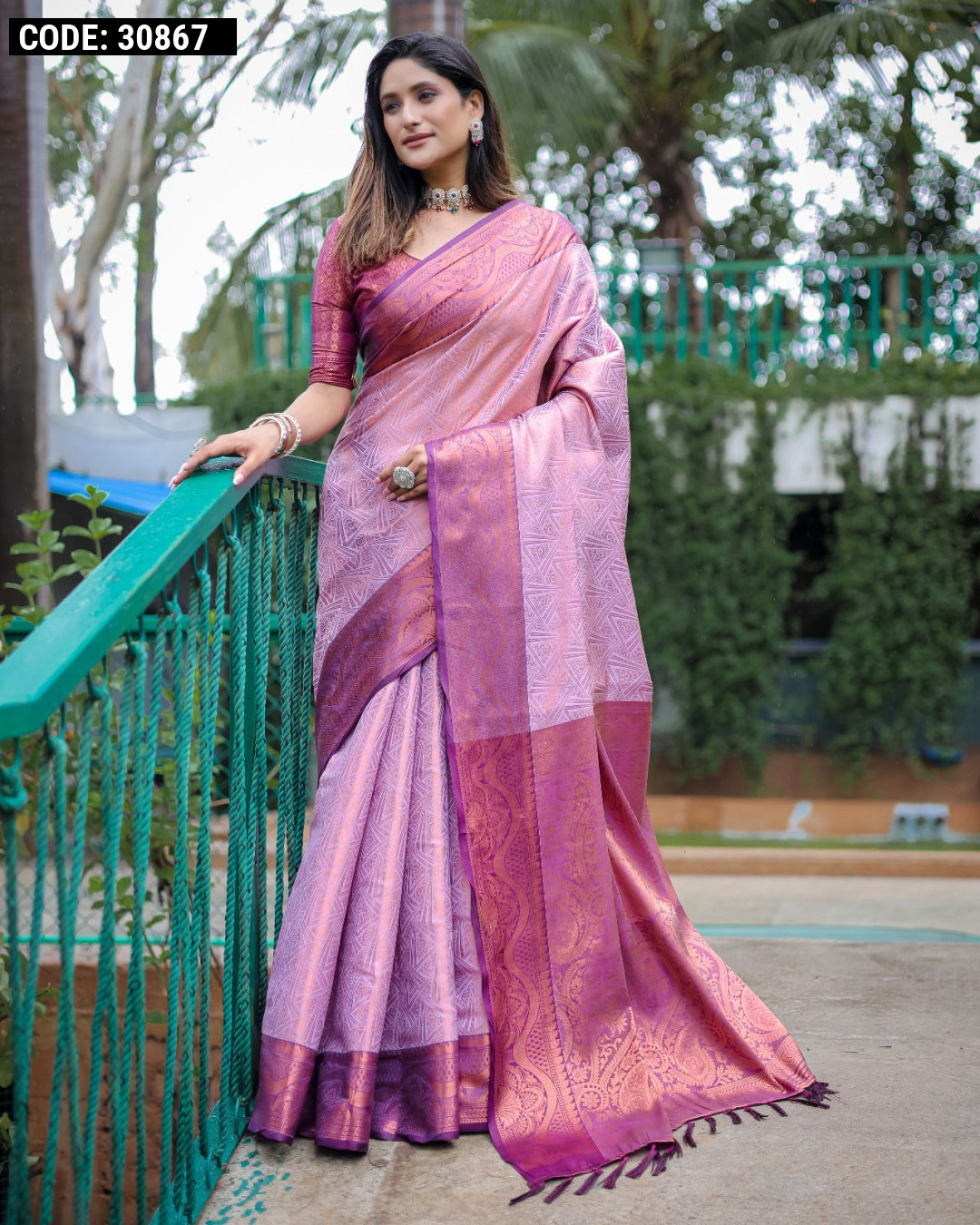 Buy Kanjivaram Silk Saree - Lavender Wedding Wear Embroidered Saree –  Empress Clothing