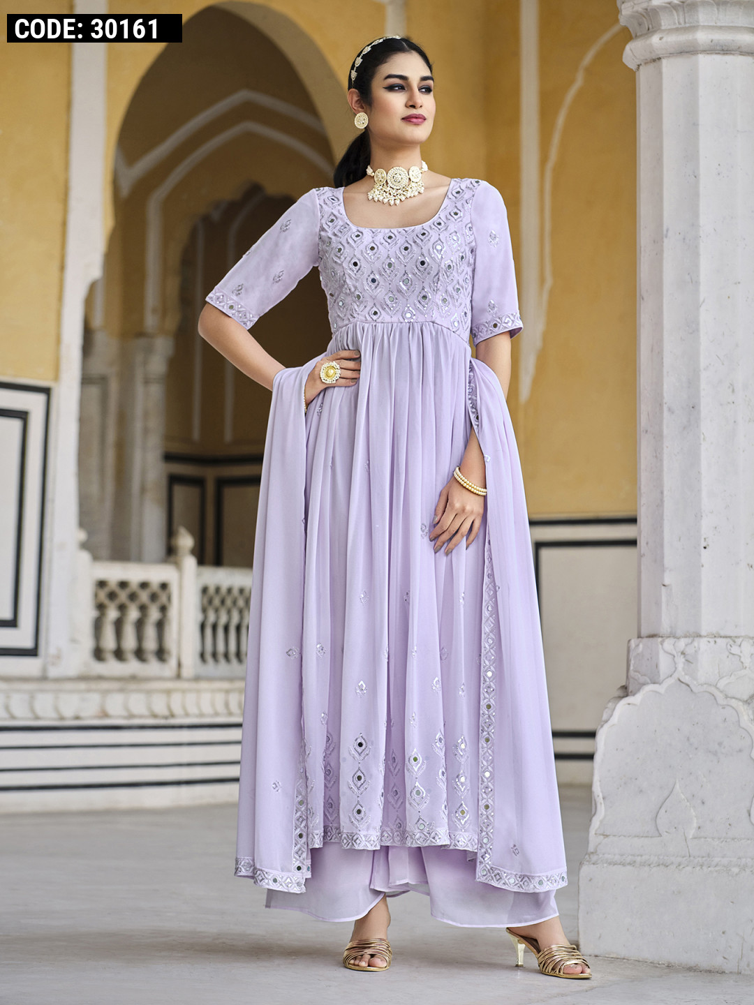 Ladies Lavender Rayon embroidered Salwar Suit with Dupatta Semi Stitched.  at Rs 650 in Surat