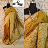 Yellow color raw silk weaving saree with rich pallu
