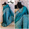 Firoji color raw silk weaving saree with rich pallu