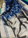 Blue color kanchipuram silk handloom saree with zari work