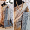 Cream color raw silk weaving saree with rich pallu