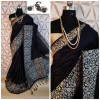 Black color raw silk weaving saree with rich pallu