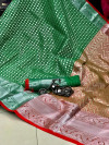 Green color soft silk saree with zari weaving work