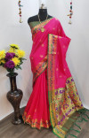 Pink color paithani silk saree with weaving pallu