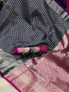 Black color soft silk saree with zari weaving work