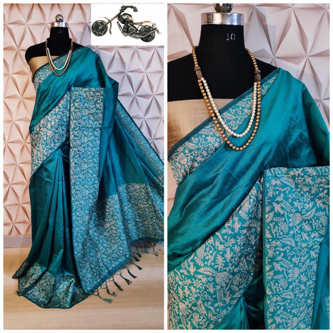 firoji-color-raw-silk-weaving-saree-with-rich-pallu