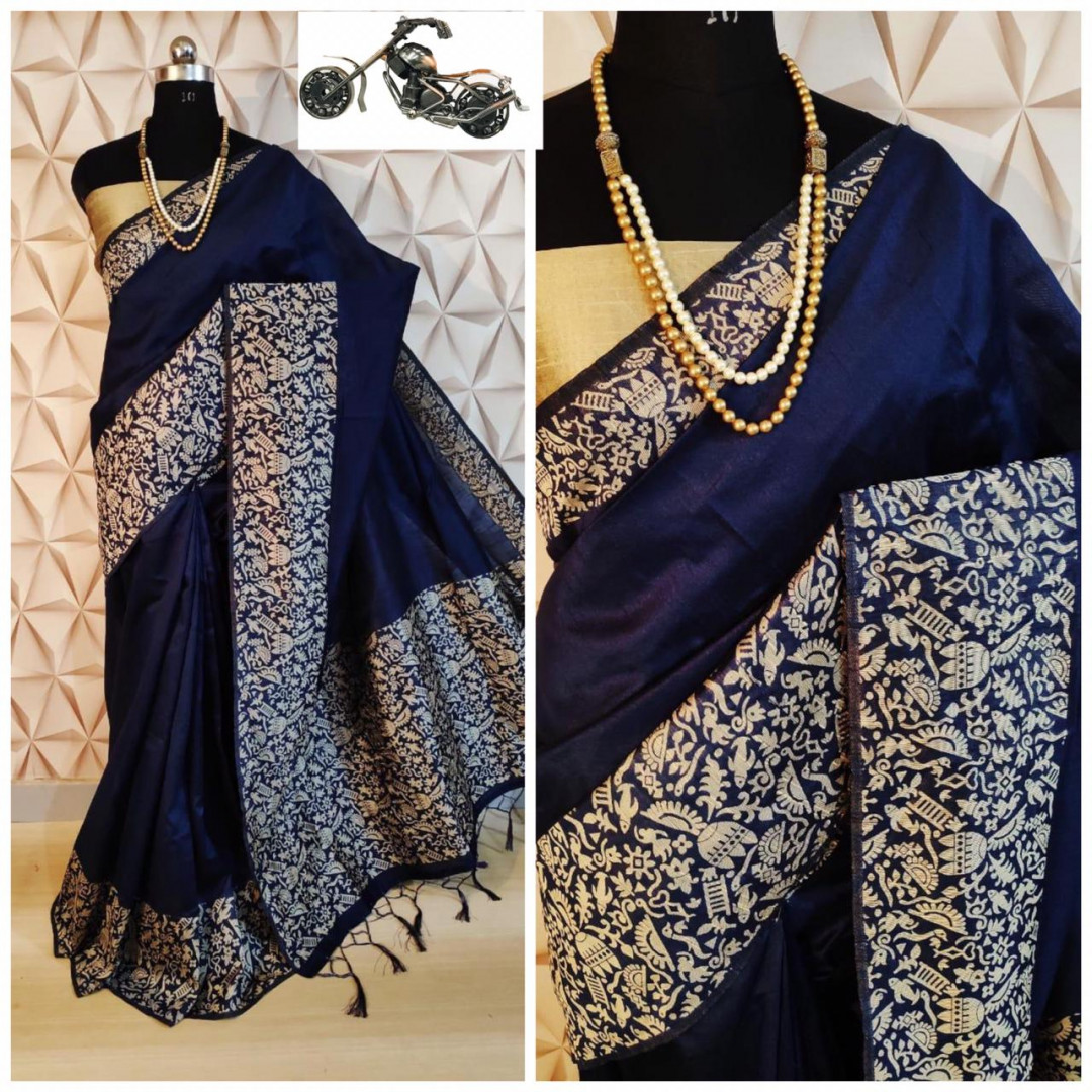 Raw silk weaving saree with rich pallu