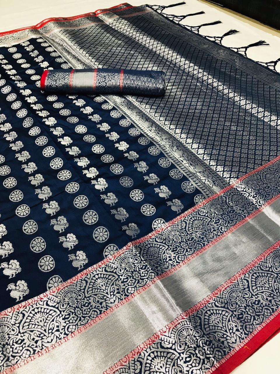 Lichi silk saree with zari weaving work