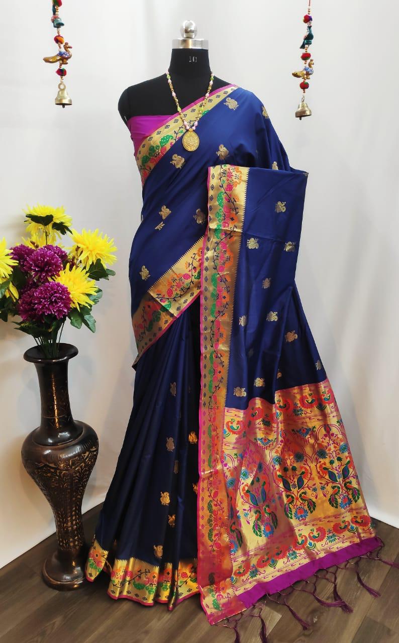 Paithani silk saree with weaving pallu