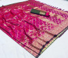 Pink color bandhani silk saree with zari weaving work