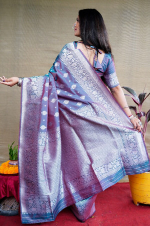 Soft Silk Pure Weaved Golden Silver Zari saree Plain Silk with Zari Border  blouse (BYC-46347-5515) - sellURsaree.com