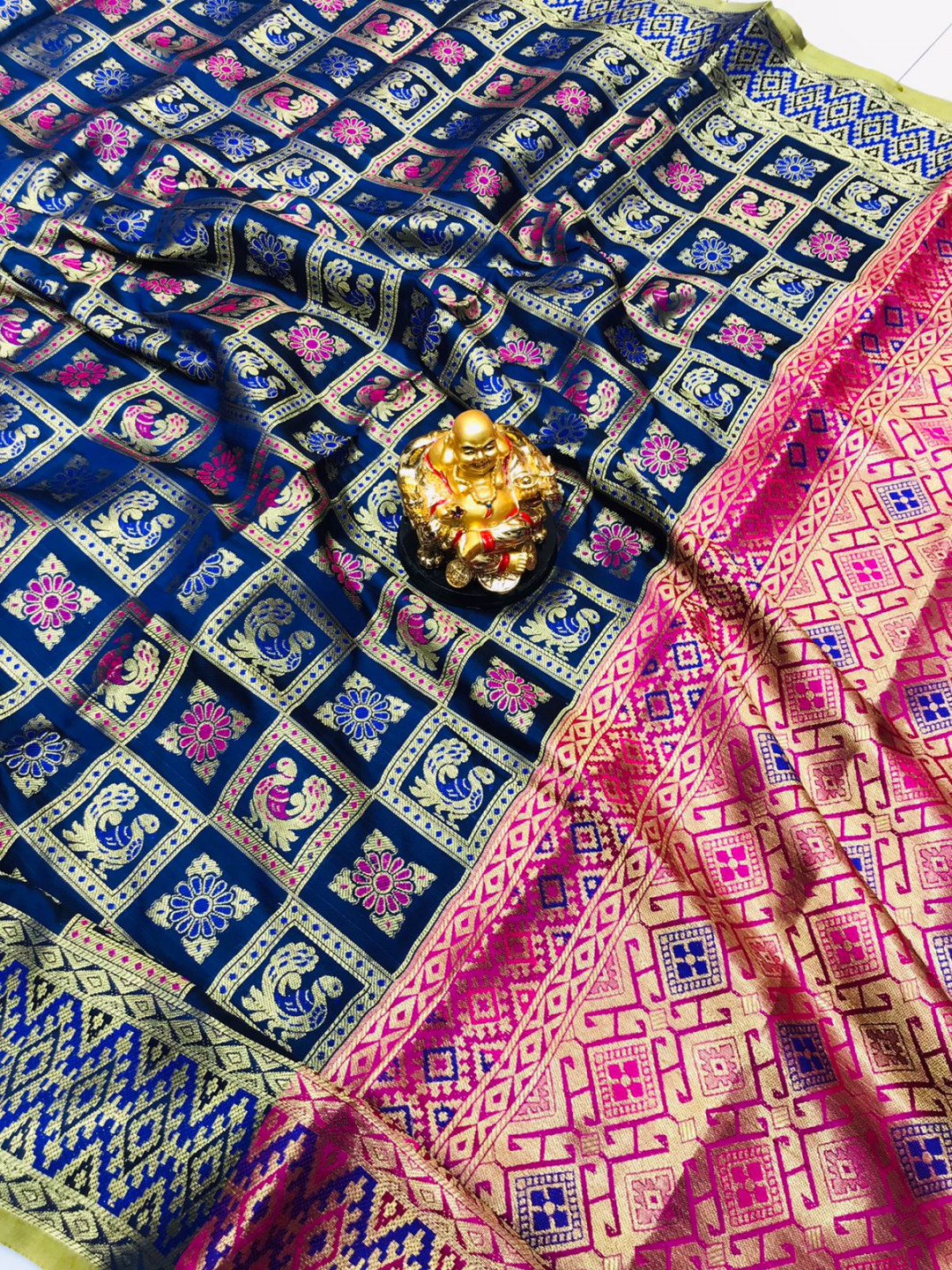 Lichi silk saree with golden zari weaving work