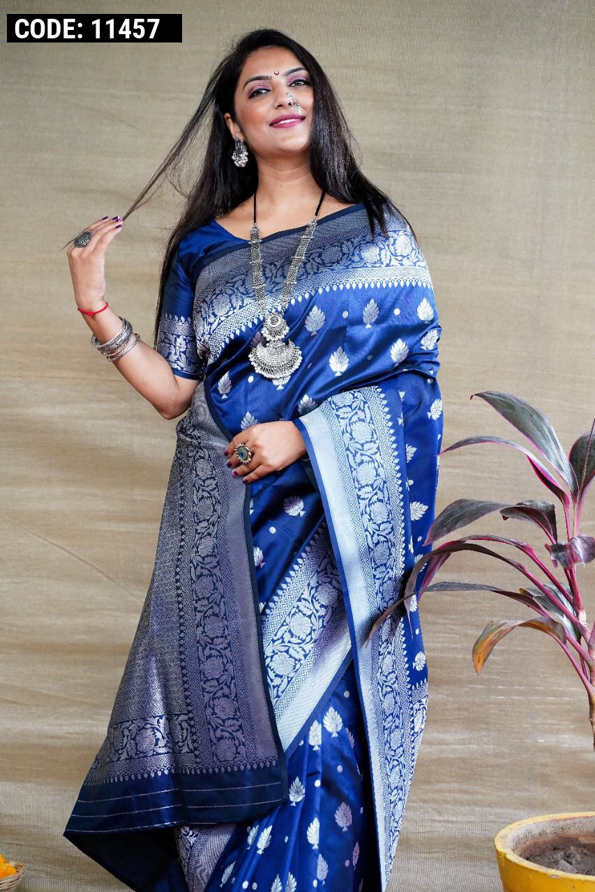 Tiffany Blue Zari Woven Kanjivaram Saree With Blouse – Bahuji - Online  Fashion & Lifestyle Store