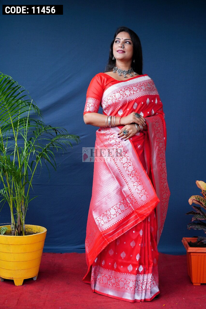 Kanchi Pattu Sarees - Chilli red Kanchipuram silk saree in gold zari border  from manufacturer at kanjivaram silks. 🛒 Click the link to see price  https://kanjivaramsilks.com/kanchipuram-silk-sarees/00kanchi4440ponnu-cream- kanchipuram-wedding-silk-saree ...