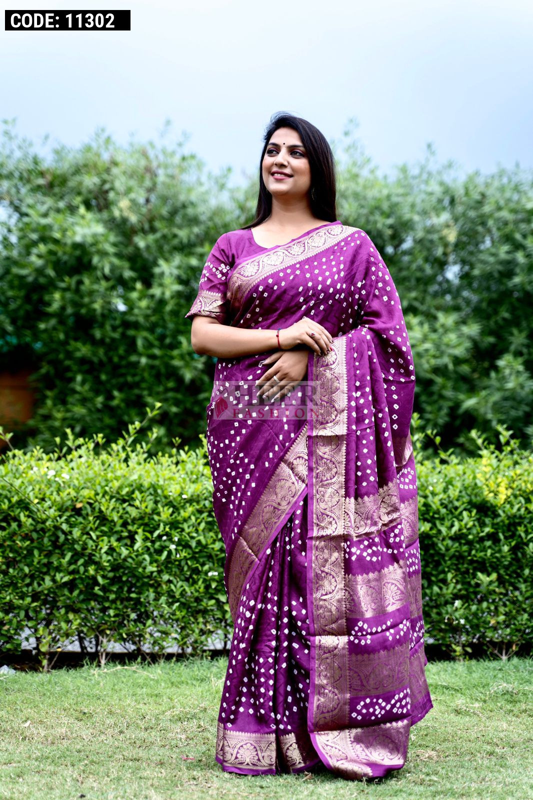 Purple Bandhani Sarees Bandhej - Buy Purple Bandhani Sarees Bandhej Online  at Best Prices