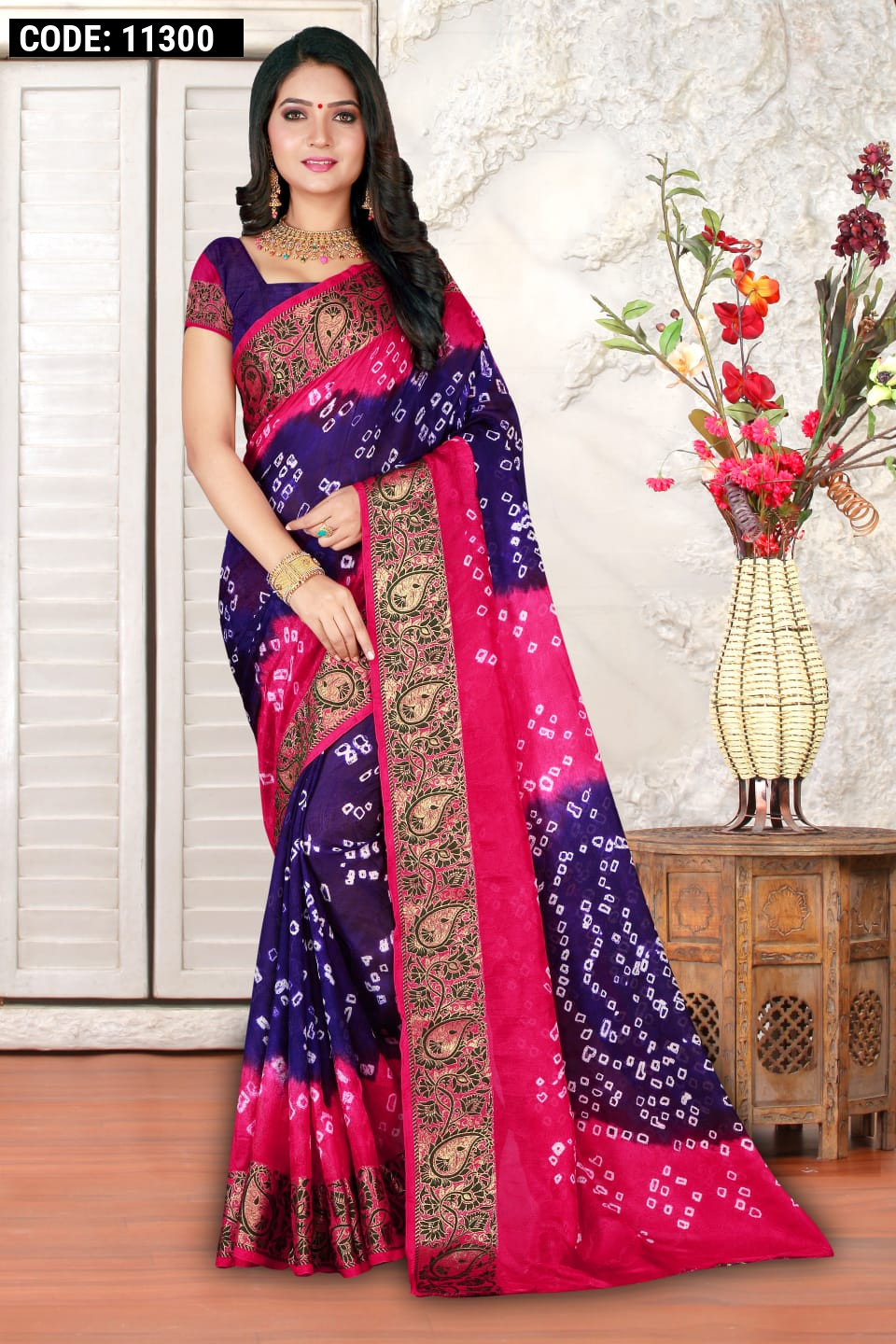 Buy Summer Special Hand Made Bandhani Saree In Blue at Rs. 1399 online from  Fashion Bazar BANDHANI SAREE : FFSVSSHMBSBL