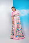 Baby pink color banarasi silk saree with meenakari weaving work