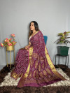 Magenta color bandhani  silk saree with zari weaving work