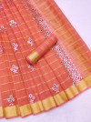 Peach color doriya saree with gota patti design