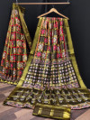 Coffee color soft cotton saree with printed work