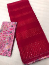 Dark red pink color georgette saree with sequence work