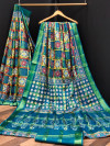 Firoji color soft cotton saree with printed work