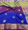 Multi color banarasi silk saree with golden zari weaving work