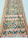 Beige color banarasi silk saree with meenakari weaving work