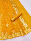 Yellow color doriya saree with gota patti design