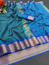 Firoji color soft cotton saree with woven work