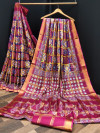 Rani pink color soft cotton saree with printed work