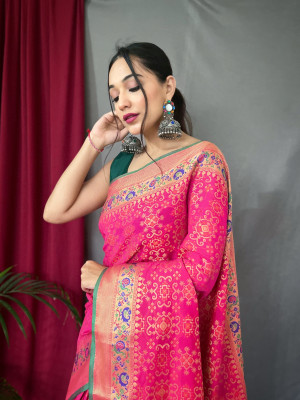 Hot Pink - Patola Saree - Buy Pure Silk Patola Sarees Online