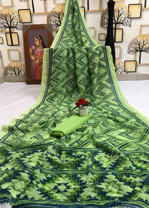 Saroj Green Silk 19 Moss Chiffon Saree Wholesale catalog