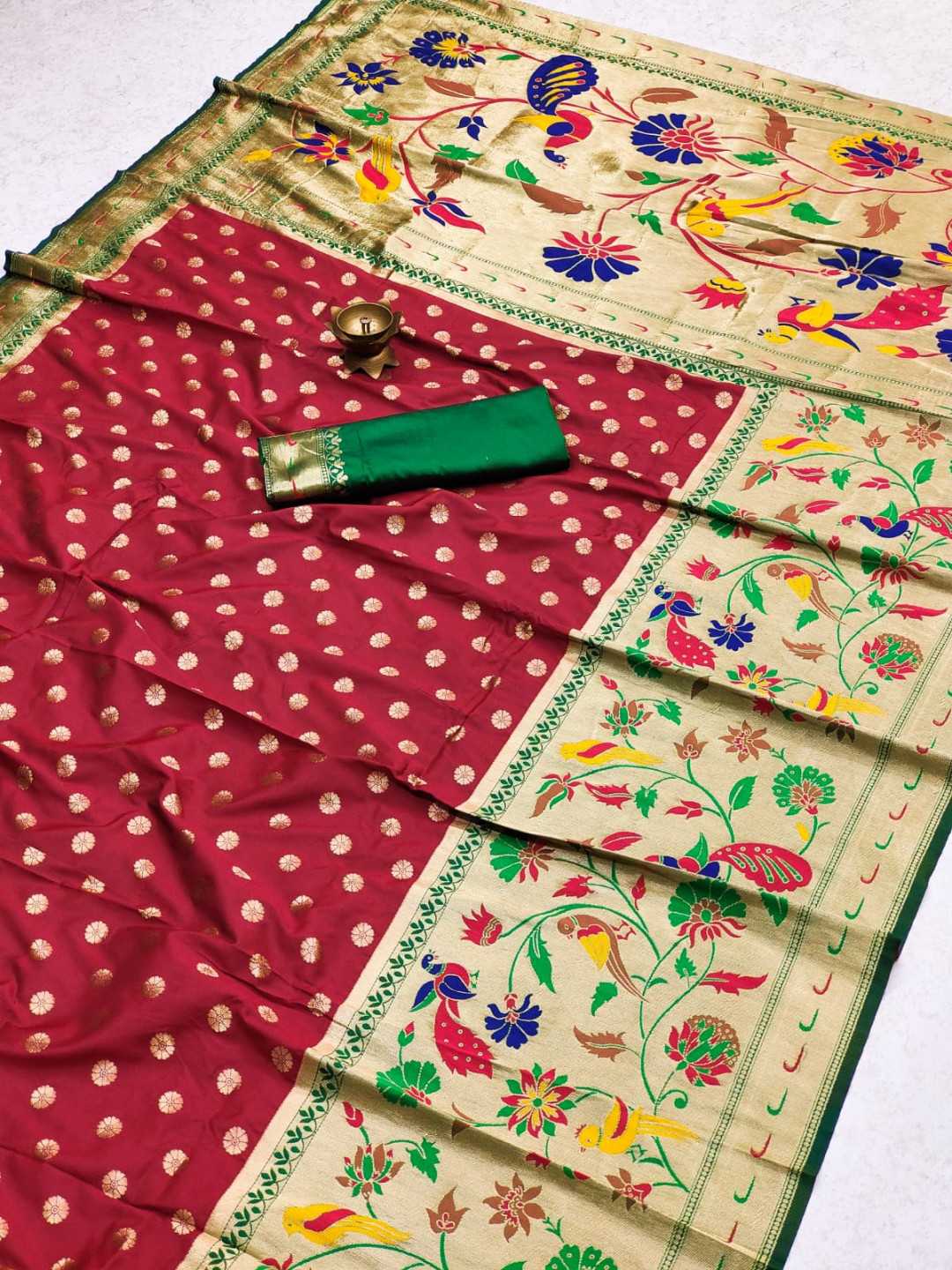 Maroon Color Paithani Silk Saree With Zari Weaving Work