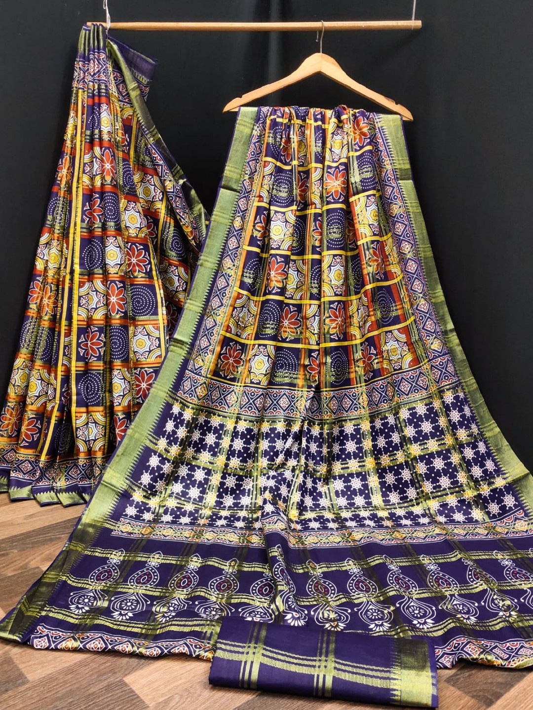 Purple color soft cotton saree with printed work