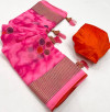Pink color soft chiffon georgette saree with foil printed work