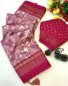 Dusty pink color georgette saree with digital printed work