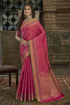 Pink color patola silk saree with woven design
