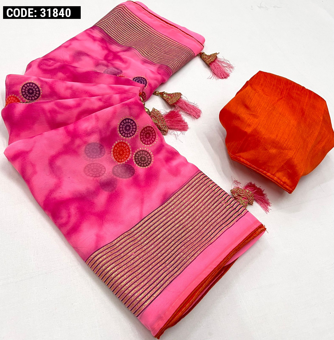 Pure Handloom Banarasi Chiffon Khaddi Georgette Silk Saree – FashionVibes