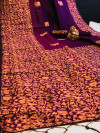 Purple color handloom raw silk saree with woven design