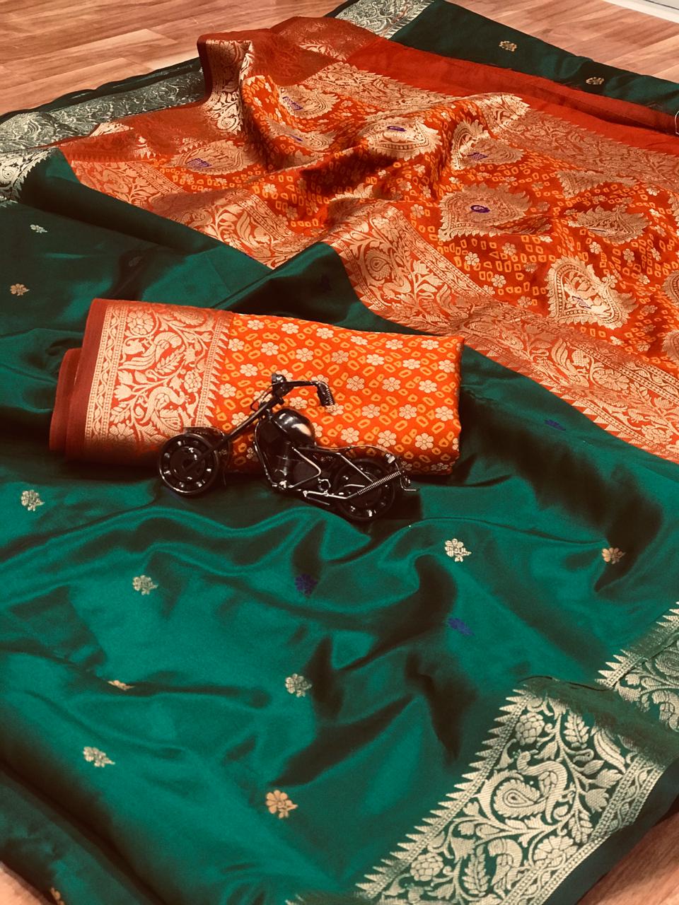 Soft banarasi silk saree with zari work