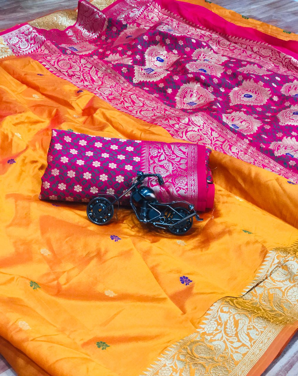 Soft banarasi silk saree with zari work