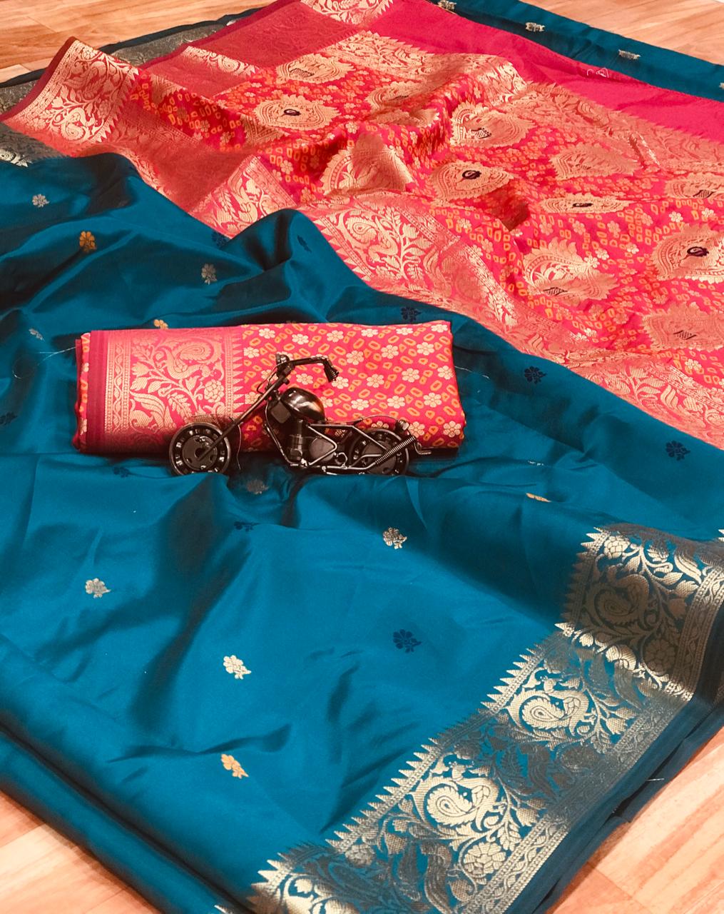 Soft banarasi silk saree with zari work
