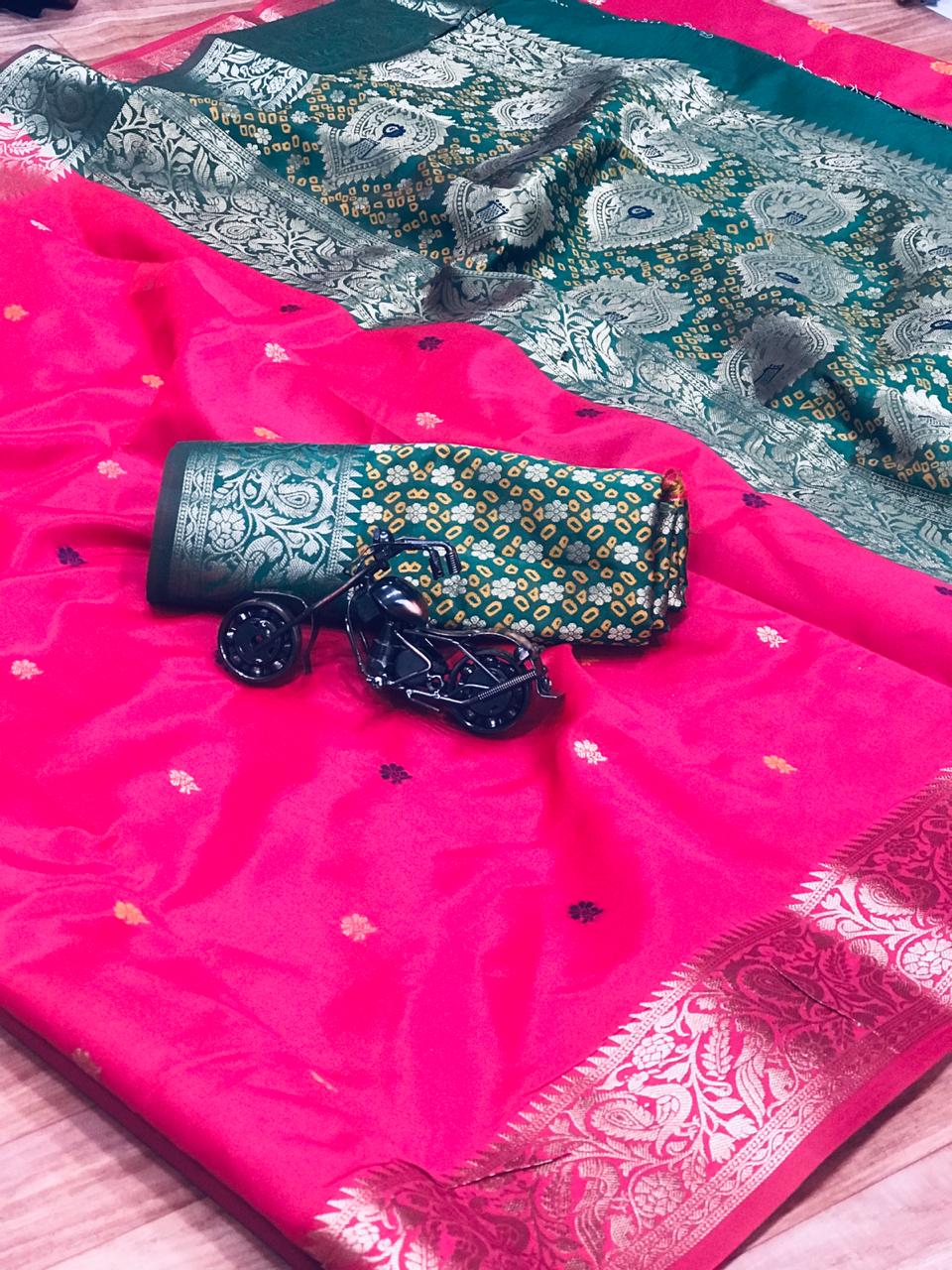 Soft banarasi silk saree with zari work