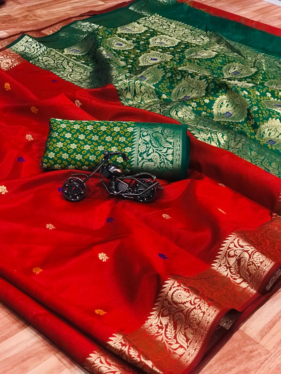 Soft banarasi silk saree with zari work
